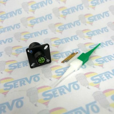 Eaton souriau, 8D009ZC35SA, Square Flange Receptacle, Shell Size 09 with Green Zinc Cobalt (ZC) Plating, 6 Size 22D Socket Contacts,A Orientation.