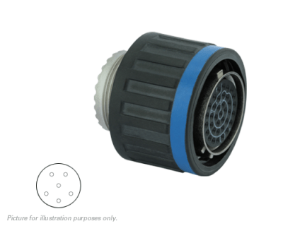 Eaton Souriau, D38999/26MA35SN, Plug with RFI Shielding, Shell Size 09 with Nickel Composite Plating, 6 Size 22D Socket Contacts.