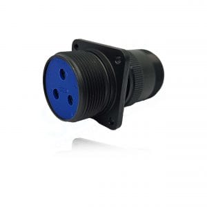 Fujikura, D/MS3100A22-2S, Wall Mounting Receptacle, 3 size 8 Socket Contacts, Shell Size 22, Black Trivalent Chromate.