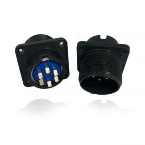 Fujikura, D/MS3102A18-12P, Box Mounting Receptacle, 6 Pin Contacts, Black Trivalent Chromate. Used in Aerospace, Industrial and Welding.