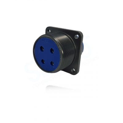 Fujikura, D/MS3102A24-22S, Box Mounting Receptacle, 4 size 8 Socket Contacts, Shell Size 24, Black Trivalent Chromate.