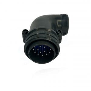 Fujikura, D/MS3108B20-29P, Right Angle Plug, Split Backshell, 17 Pin Contacts, Black Trivalent Chromate. Used in Aerospace, Industrial and Welding.