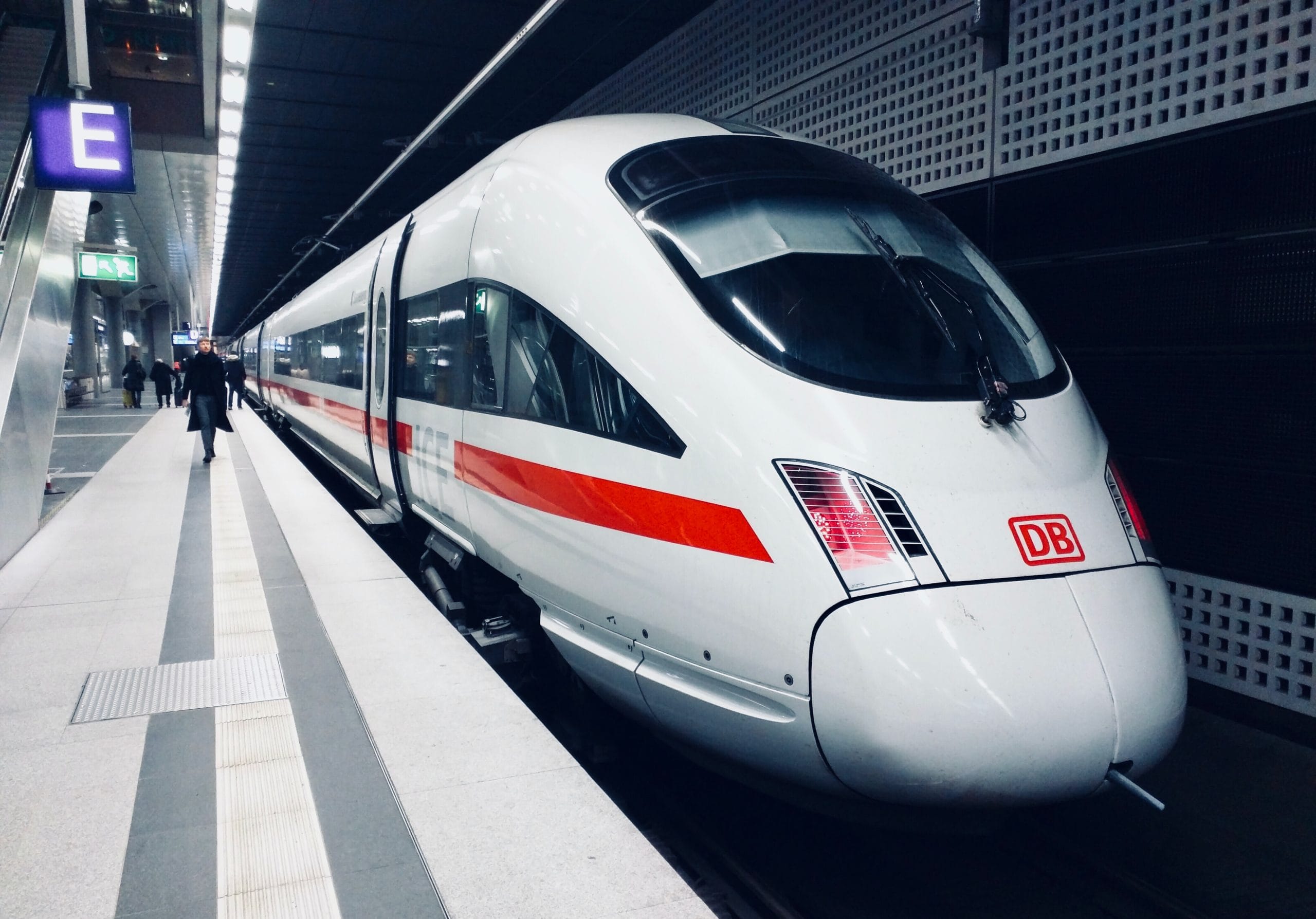 Modern high-speed train at a railway station
