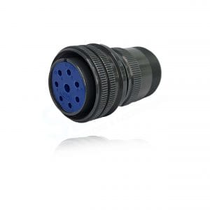 Fujikura, D/MS3106A18-8S, Straight Plug, 1 size 12 and 7 size 16 Socket Contacts, Shell Size 18, Black Trivalent Chromate.
