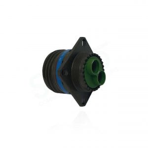 Eaton Souriau, 8D0Q17W82PN408, Square Flange Receptacle, Quadrax crimp contacts, Shell Size 17 with 2#8 Pin Quadrax not grounded Crimp Contacts (150Ω), Aluminium with Olive green cadmium Plating.