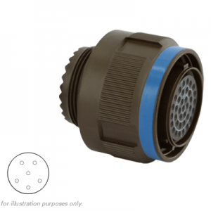 Eaton Souriau, D38999/26WA35SA, Plug with RFI Shielding, Shell Size 09, Olive Drab Cadmium Plating with 6 Szie 22D Socket Contacts, A Orientation.