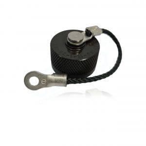 Polamco, 100P160-11-1-ZB-R3-03, Receptacle Protection Cap with Cord and Eyelet, Olive Drab Zinc Cobalt. For use on MIL-DTL-38999 Series III receptacles.