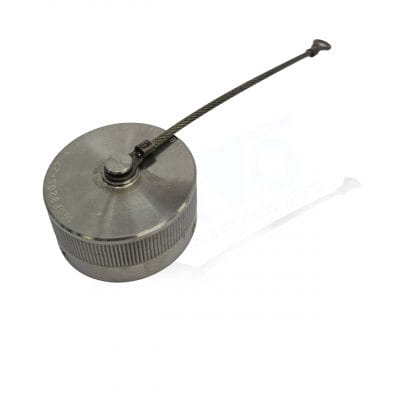 Polamco, 100P820S-22-4-J-WR4-03, Receptacle Protection Cap used on MIL-DTL 5015 Shell Size 22, Aluminium Passivate with Stainless Steel Wire Rope with eyelet.