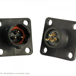 Eaton Souriau, UTS08E33P, Square Flange Receptacle, 3 x #20 Handsolder Loaded Male Contacts, Shell Size 8.