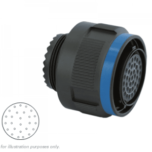 Eaton Souriau, D38999/26ZE26BA,Plug with RFI Shielding, Shell Size 17 with Black Zinc Nickel Plating, 26 Size 20 Less Socket Contacts, A Orientation.