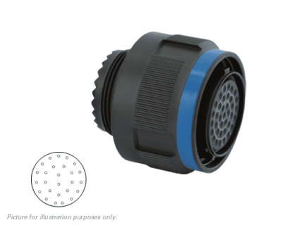 Eaton Souriau, D38999/26ZE26BA,Plug with RFI Shielding, Shell Size 17 with Black Zinc Nickel Plating, 26 Size 20 Less Socket Contacts, A Orientation.