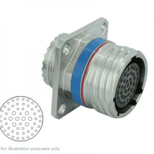 Eaton Souriau, D38999/20FJ4BA, Square Flange Receptacle, Shell Size 25 with Aluminium Nickel Plating, 48 Size 20, 8 Size 16 Less Socket Contacts, A Orientation.
