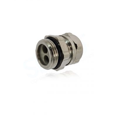Pflitsch, 22052DPM2X6, UNI Dicht Multiple cable gland, Brass, nickel plated. For use in Data Centers, Emobility, Helicopters, Robotics, Spacecraft and welding.