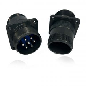 Fujikura, D/MS3100A20-15P, Wall Mounting Receptacle, 7 Pin Contacts, Shell Size 20, Black Trivalent Chromate. Used in Aerospace, Industrial and Welding.