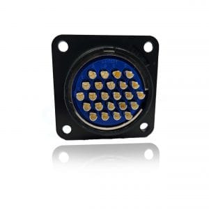 Fujikura, D/MS3102A24-28P, Box Mounting Receptacle, 24 Pin Contacts, Shell Size 24, Black Trivalent Chromate. Used in Aerospace, Industrial and Welding.