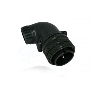 Fujikura, D/MS3108B18-8P, Right Angle Plug, Split Backshell, Shell Size 18, Black Trivalent Chromate. For use in Aerospace, Industrial and Welding.