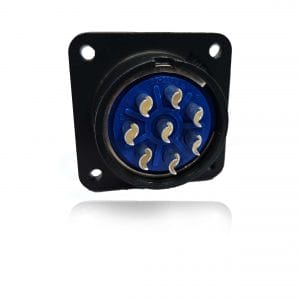 Fujikura, D/MS3102A22-23P, Box Mounting Receptacle, 8 Pin Contacts, Shell Size 22, Black Trivalent Chromate. Used in Aerospace, Industrial and Welding.