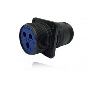 Fujikura, D/MS3100A16-10S, Wall Mounting Receptacle, 3 size 12 Socket Contacts, Shell Size 16, Black Trivalent Chromate.