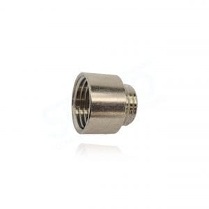 Pflitsch, 70709, Pg7 Extension round – Pg to Pg thread – Brass, nickel-plated, Pg connection and female threads, Without o-ring.