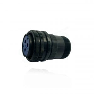 Fujikura, D/MS3106A20-22S, Straight Plug, 3 size 8 and 3 size 16 Socket Contacts, Shell Size 20, Black Trivalent Chromate.