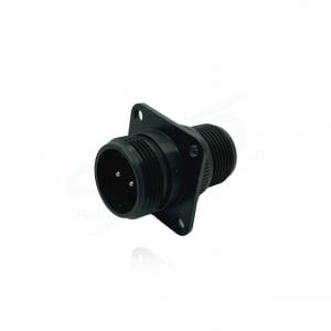Fujikura, D/MS3100A14S-9P, Wall Mounting Receptacle, 2 size 16 Pin Contacts, Shell Size 14S, Black Trivalent Chromate.