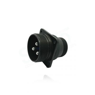 Fujikura, D/MS3100A28-6P, Wall Mounting Receptacle, 3 size 4 Pin Contacts, Shell Size 28, Black Trivalent Chromate.