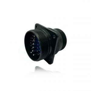 Fujikura, D/MS3100A32-7P, Wall Mounting Receptacle, 7 size 12 and 28 size 16 Pin Contacts, Shell Size 32, Black Trivalent Chromate.