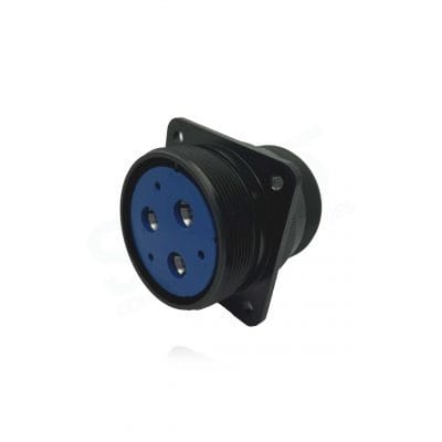 Fujikura, D/MS3100A36-3P, Wall Mounting Receptacle, 3 size 0 and 3 size 12 Pin Contacts, Shell Size 36, Black Trivalent Chromate.