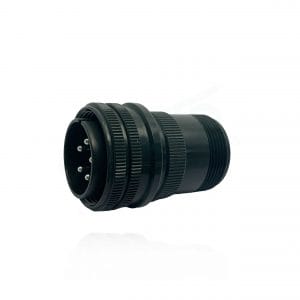 Fujikura, D/MS3106A20-17P, Straight Plug, 5 size 12 and 1 size 16 Pin Contacts, Shell Size 20, Black Trivalent Chromate.