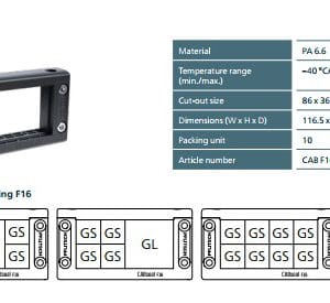 Pflitsch, F16 Grommet Positioning Diagram, CABseal Splitable Cable Entry System.