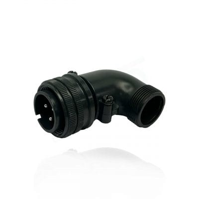 Fujikura, D/MS3108B18-21P, Right Angle Plug, Split Backshell, 3 size 12 Pin Contacts, Shell Size 18, Black Trivalent Chromate.