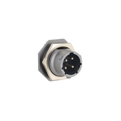 Eaton Souriau, UT0X712E4P, Male Jam nut receptacle with solder cup contacts loaded, Shell size: 12 with 3 #16 contacts + ground. Contacts included.